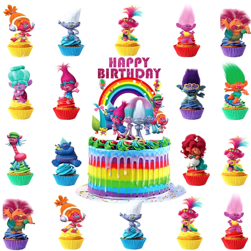 The New Trolls Cake Topper Theme Kids Birthday Party Decoration Supplies party decorations birthday party supplies cake topper cake decorations cake toppers