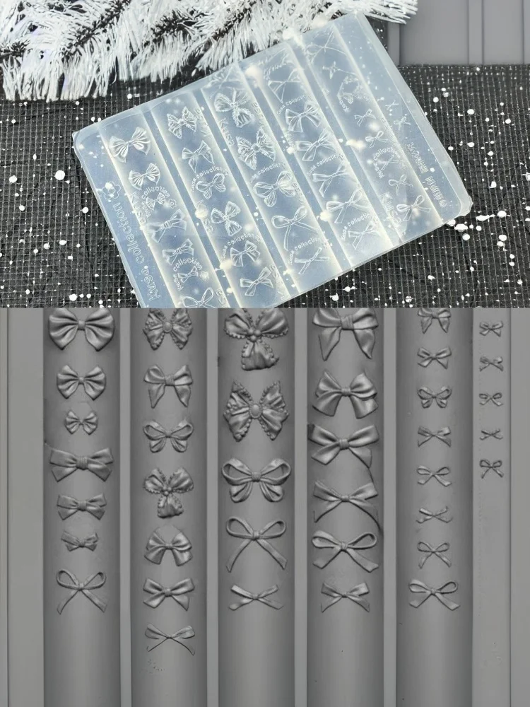 3D Silicone Mold Nail Art Decorations DIY Bowknot Carving Templates Mold For Nails Jewelry Crafts Transparent Nails Mold