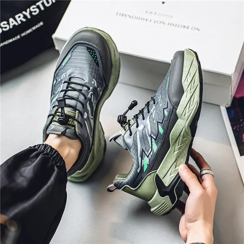 Spring Fashion Green Outdoor Shoes Men's Sneaker 2025 Low-Top Platform Casual Sneakers Man Designer Sports Shoes baskets homme 2