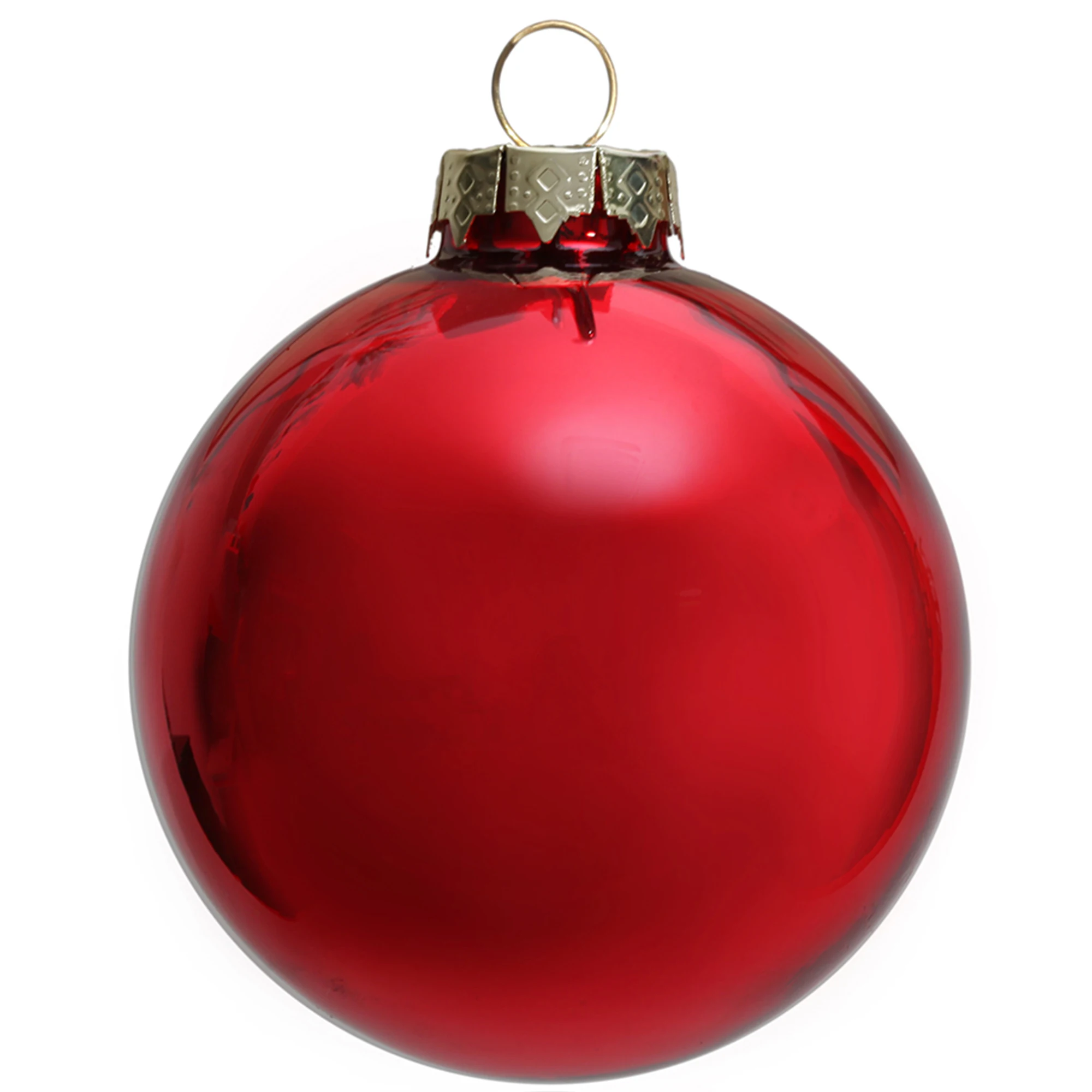 Boule Décorative De Noël Peinte En Verre Rouge Brillant, 5 Pièces/pak