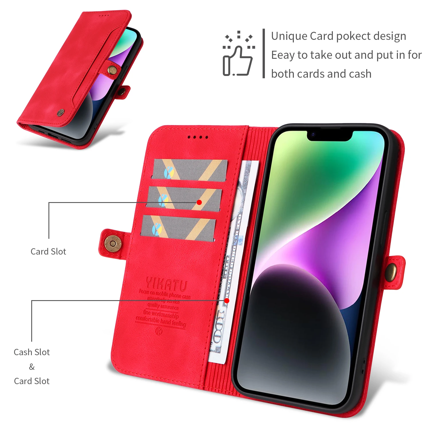 Leather Magnetic Flip Wallet Case