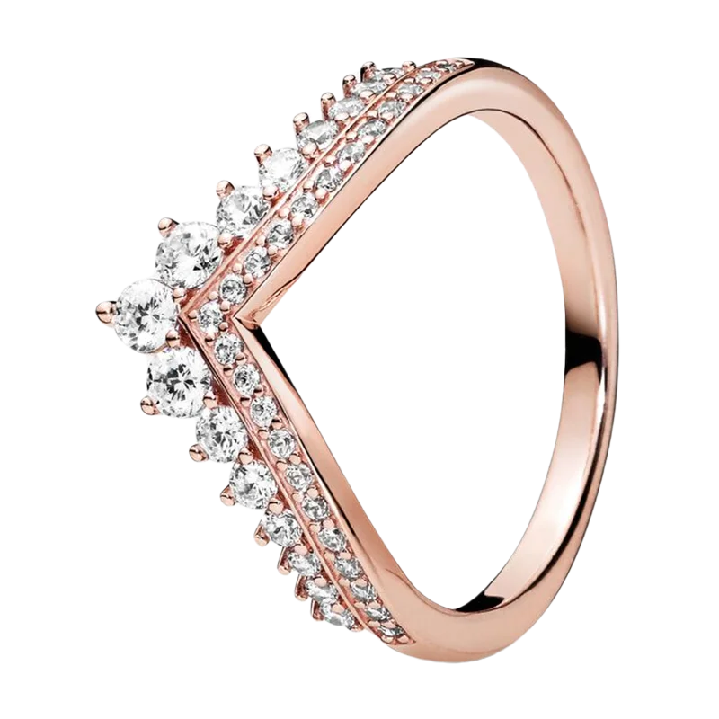 Rose Gold Bridal Sets Wedding Bands Couple Rings For Women Princess Tiara Wishbone String Of Bead Murano Glass Leaf Fine Jewelry