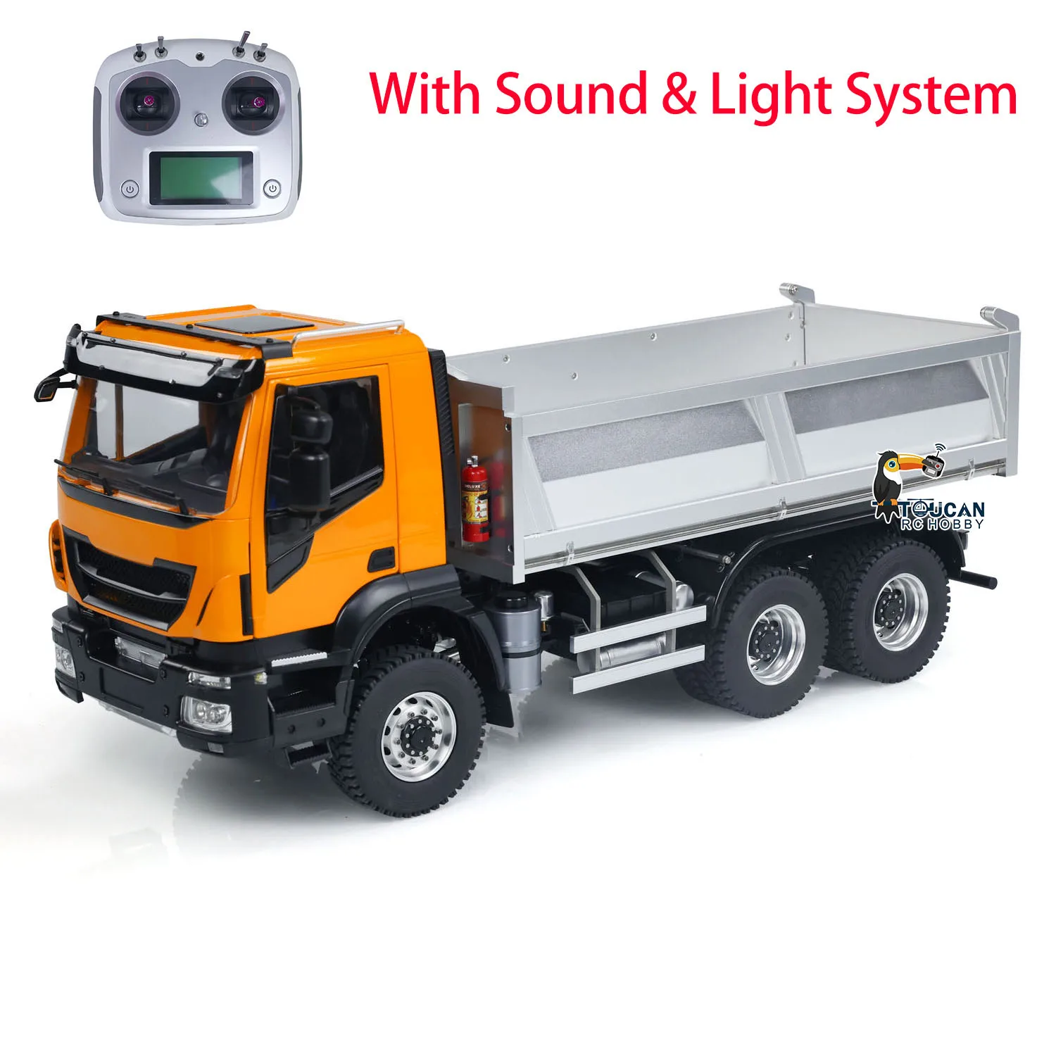 Toys 1/14 6x6 Metal RC Hydraulic Dumper Truck 2-speed Gearbox Lights Sounds Controlled Tipper Car TOUCAN Assembled Model TH23189 4