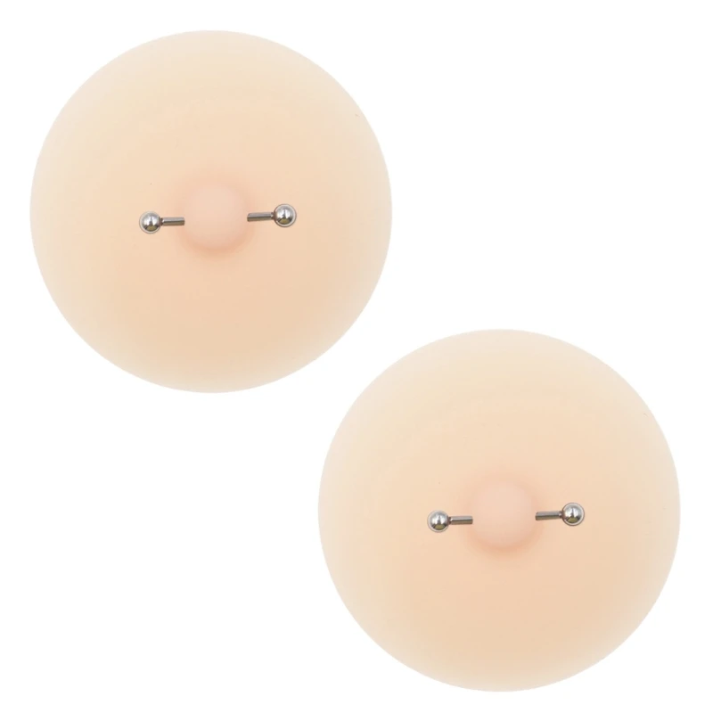 Women silicone disposable breast nipple covers pasties adhesive chest pad with faux piercing