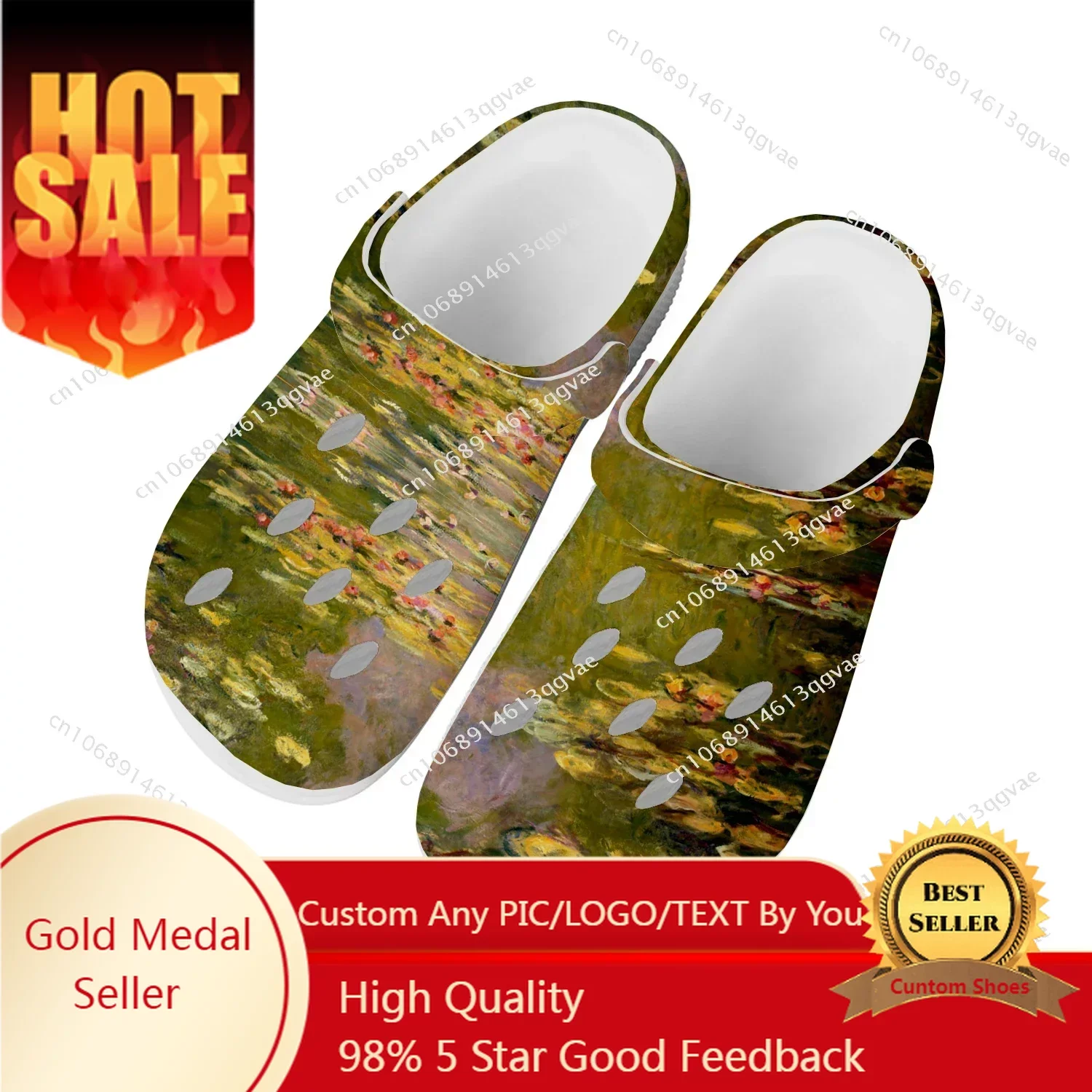 

Monet Water Lilies Home Clog Mens Women Youth Boy Girl Sandals Shoes Garden Custom Made Breathable Shoe Beach Hole Slippers