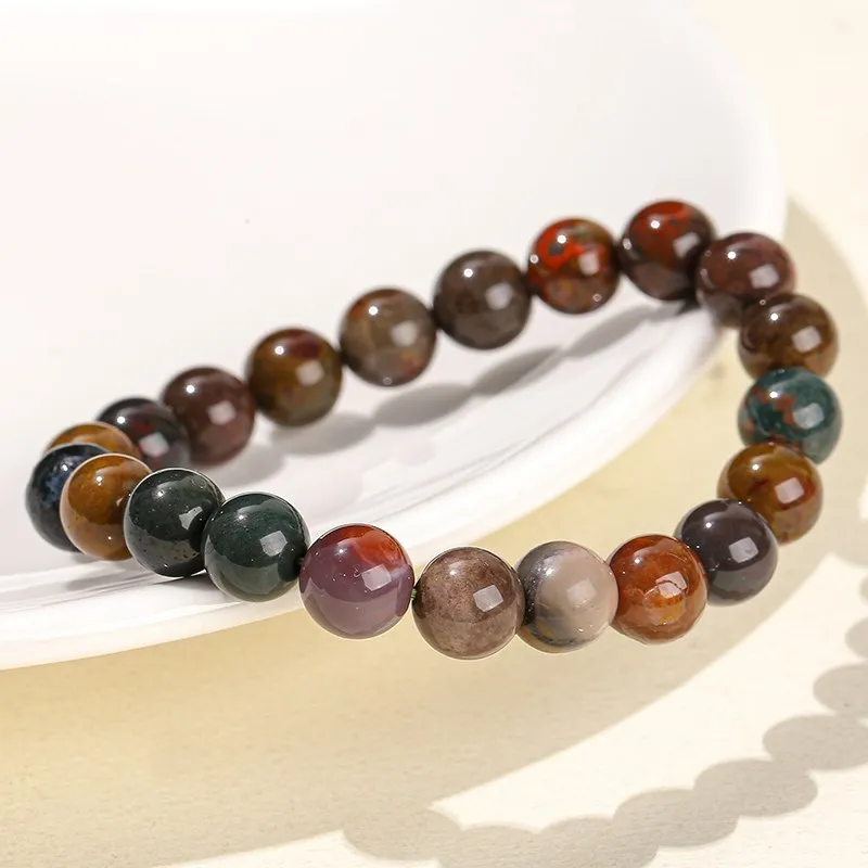 Bracelet à brins de perles en pierre ronde d'agate d'océan vert – Image 4