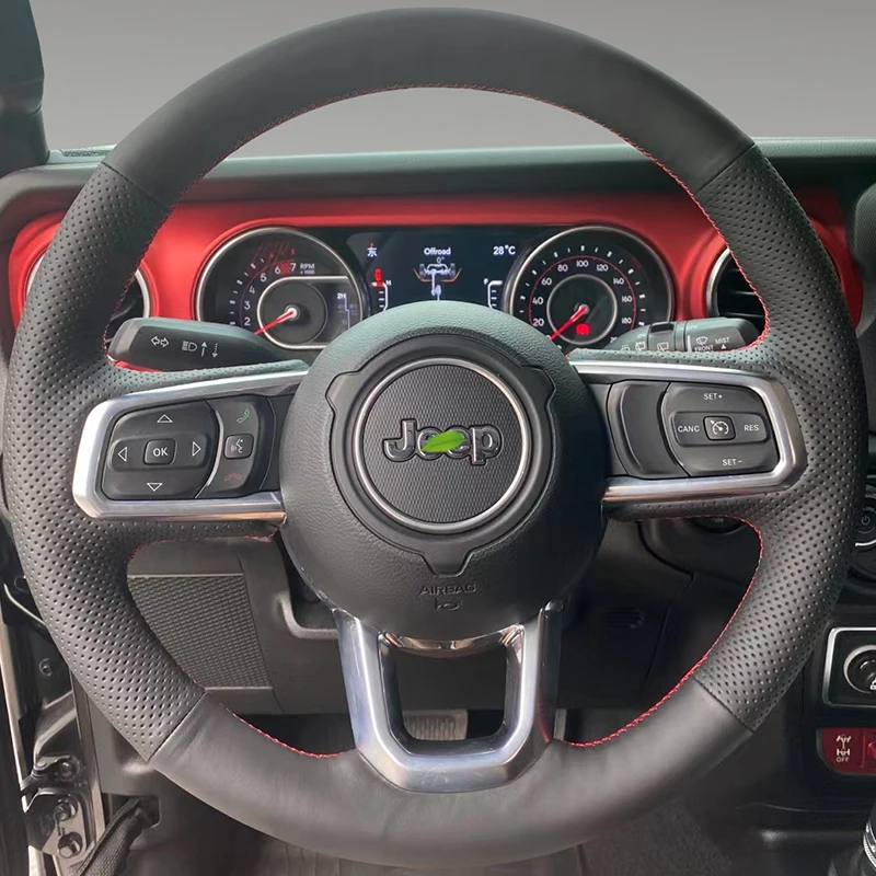 

Чехол на руль автомобиля «сделай сам» для Jeep Wrangler Compass Grand Cherokee аксессуары из натуральной кожи для интерьера автомобиля