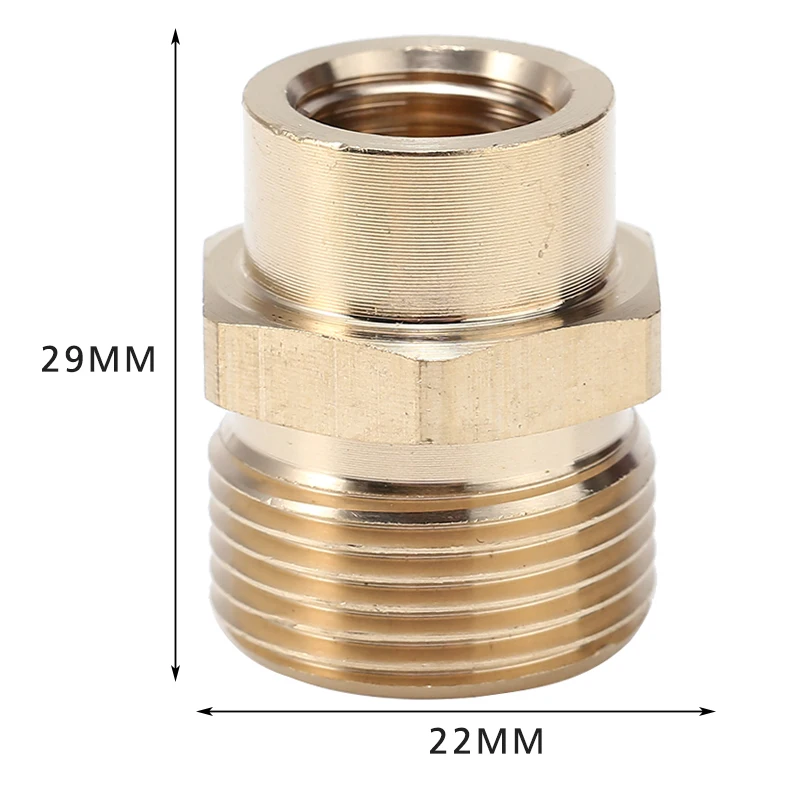 M22 Male Adaptor 1Pcs 1pc 22x12x29mm Brass For High Pressure Water Tools Internal And External Thread Long Life