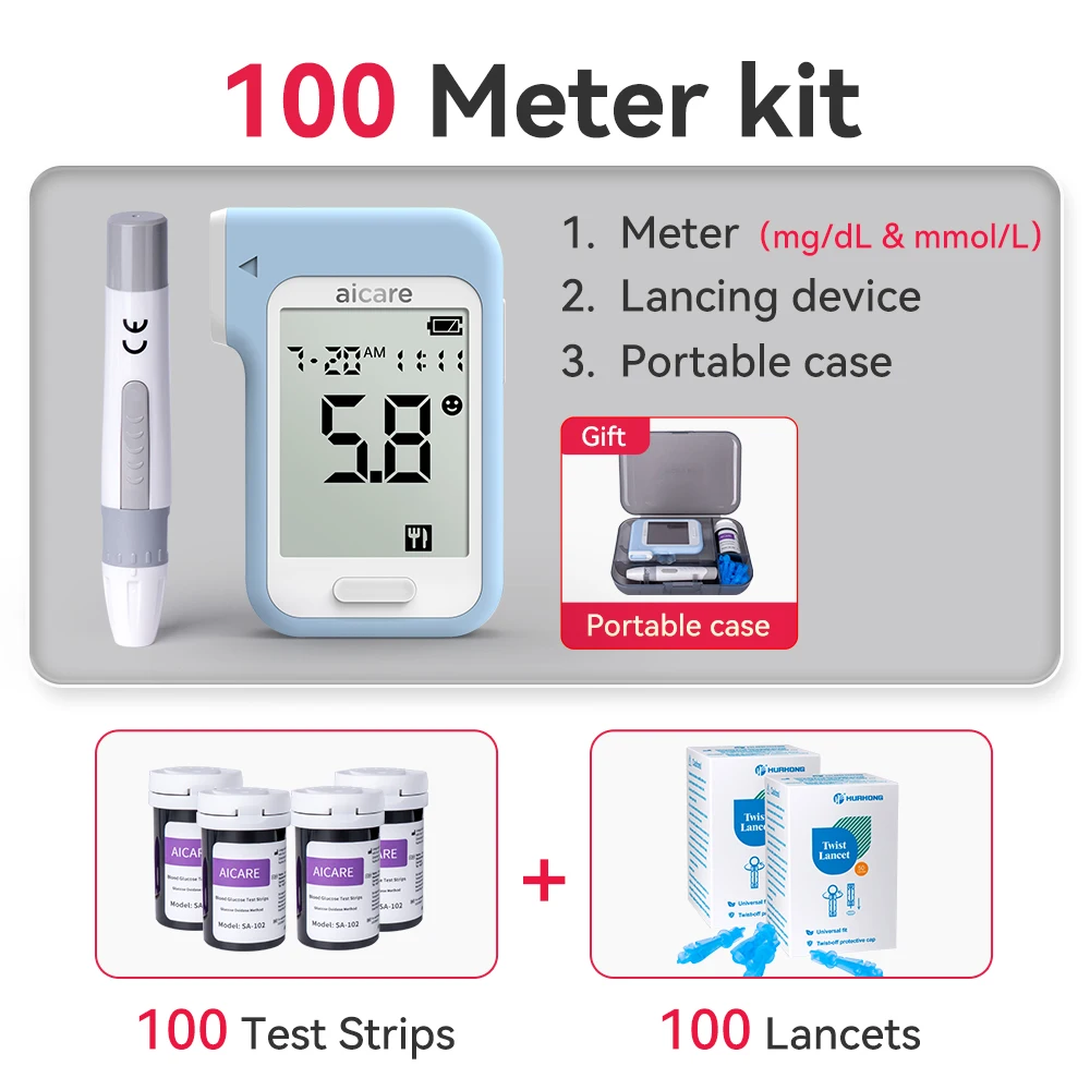 Blood Glucose Monitoring Kit with Test Strips and Lancing Device for High Blood Sugar Management