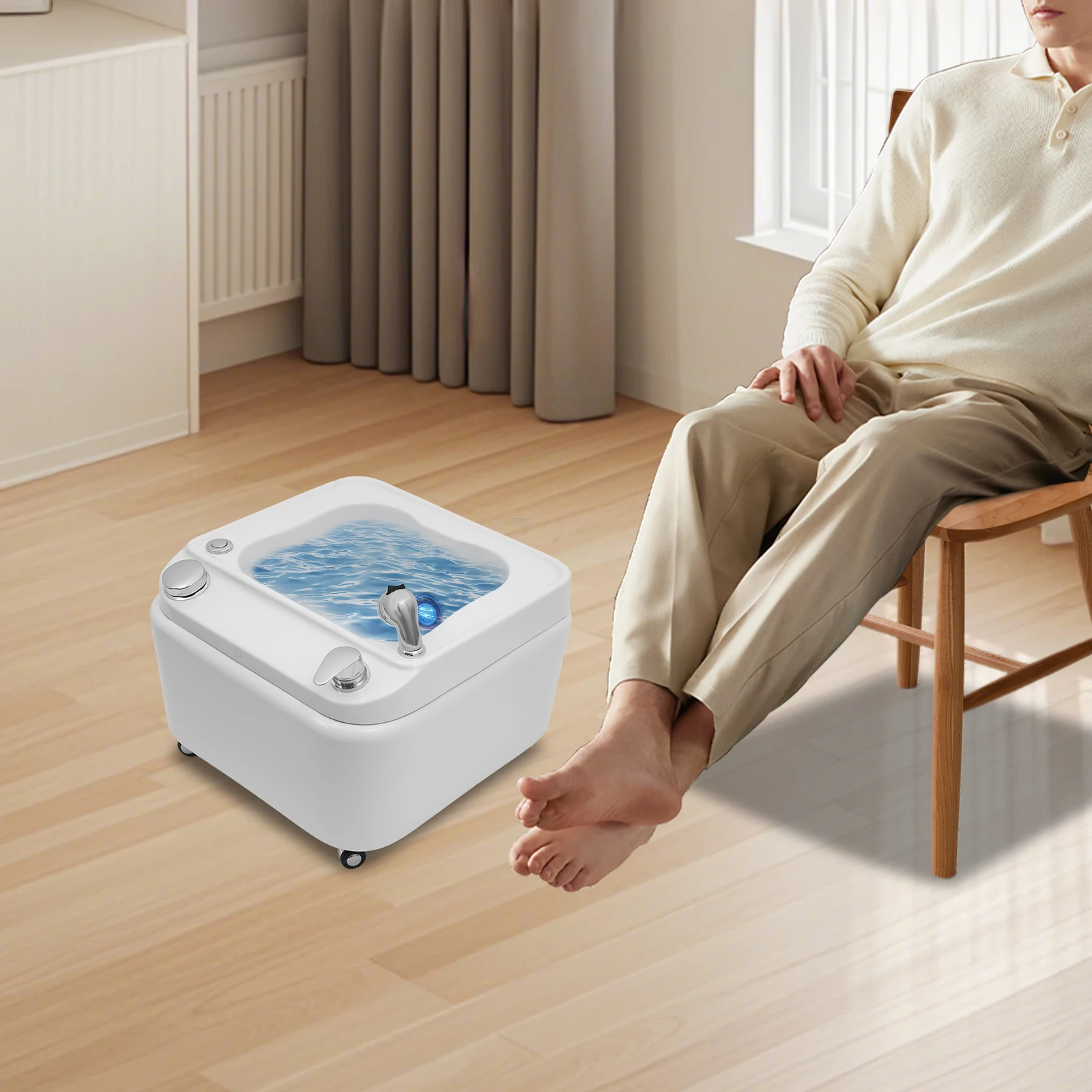Acrylic Footbath with Massage 15L Massage Footbath Bow with LED Light Foot Bath Spa Tub Footbath Beauty Salon Spa Footbath Elect 3