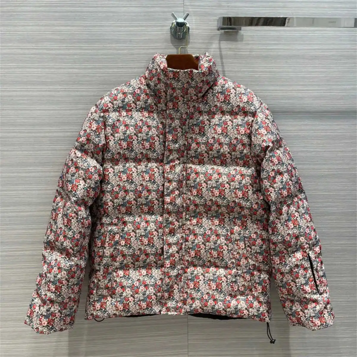 

Winter Women's New Down Jacket Cotton Flower Printed Coat Ladies Korean Loose Thick stand collar Long-sleeved Warm Parka Jackets