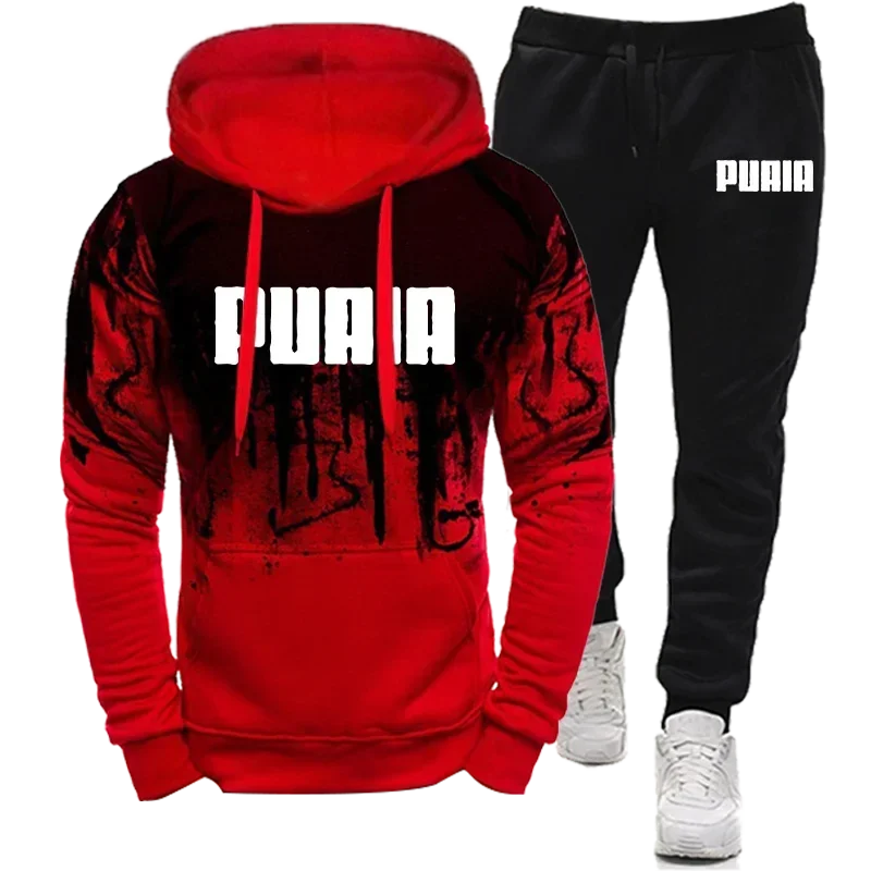 Splash Ink Sweatshirt Suit Men's Long Sleeve Set of Two Pieces for Men New in Hoodies & Sweatshirts Sports Suits Man Pants Sets