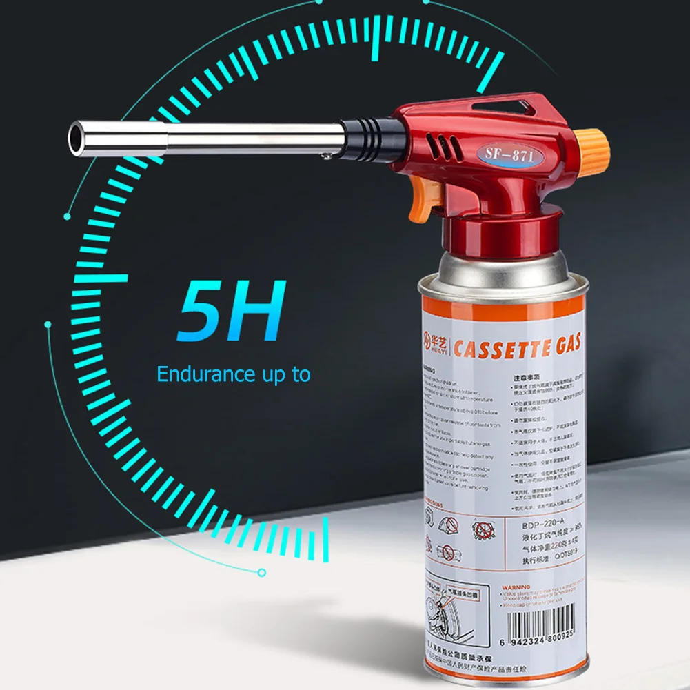 Metal Flame Gas Torch Lighter Portable Tool Gas Burner Flame Torch Flamethrower with Adjustable Hose Welding Equipment