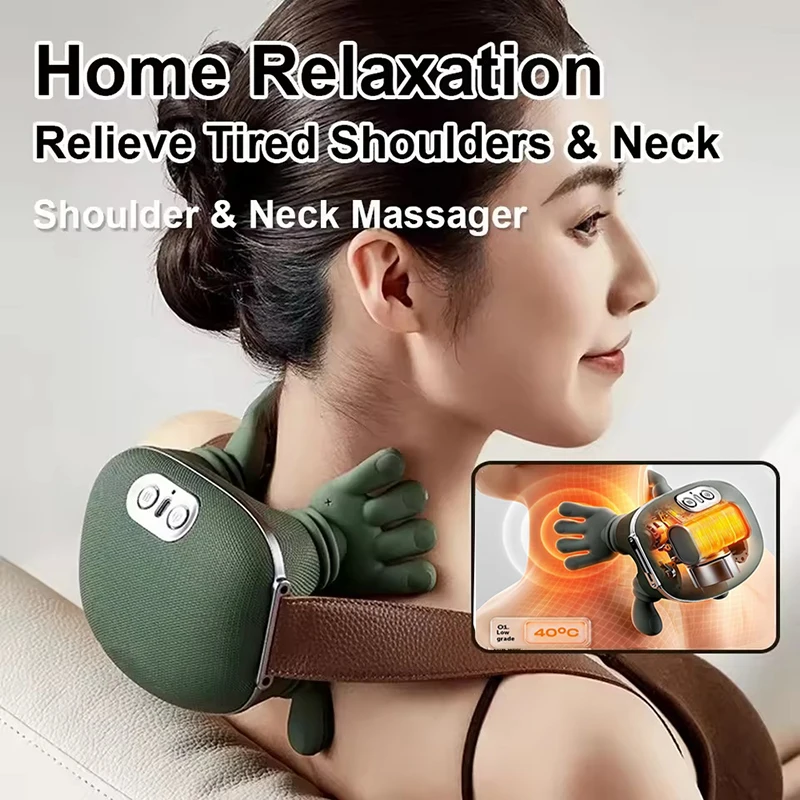 Bionic Finger Neck Shoulder Massager Wireless Neck Cervical Trapezius Kneading Massage Shawl Brushless Motor Neck masajeador
