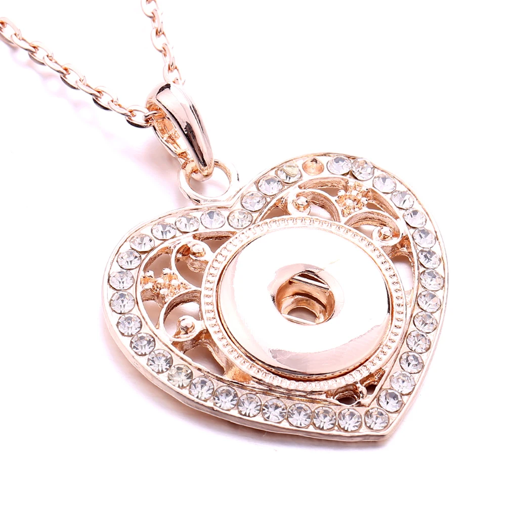 10Pcs Golden 18mm Snap Button Pendant Necklace Fashion Women Jewelry