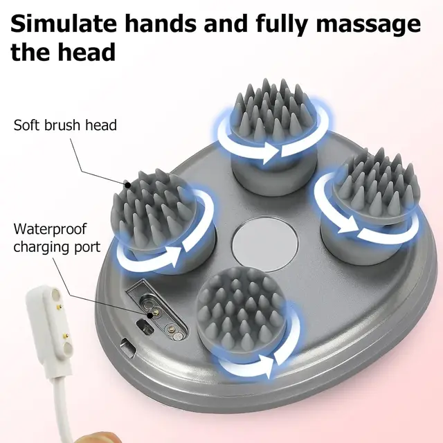 Massaggiatore elettrico per cuoio capelluto Massaggiatore portatile portatile per cuoio capelluto Grattaschesta per massaggio completo del corpo Pulito profondo e relax stress. 3