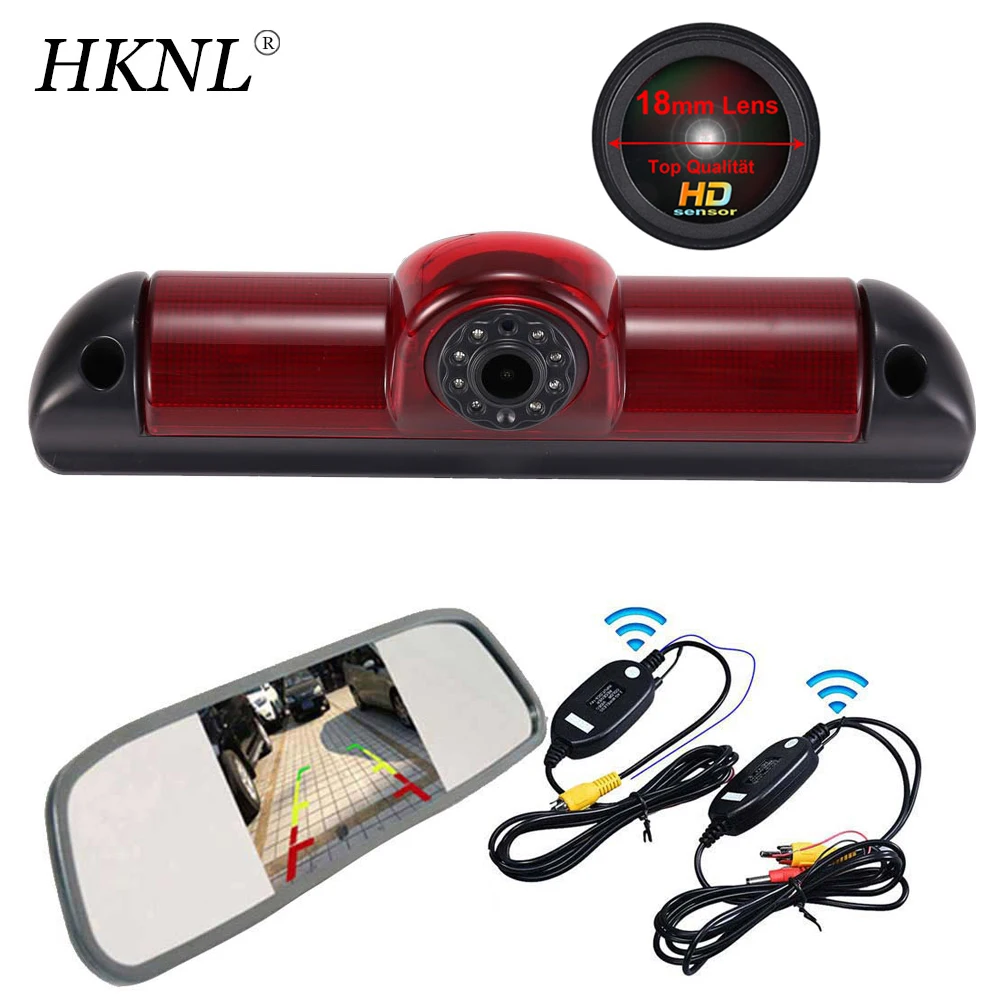 

HKNL HD 18MM CCD Car Camera Rear View+Mirror+2.4GHZ Wireless For Fiat Ducato Carado Citroen Jumper Peugeot Boxer Brake Light Rot