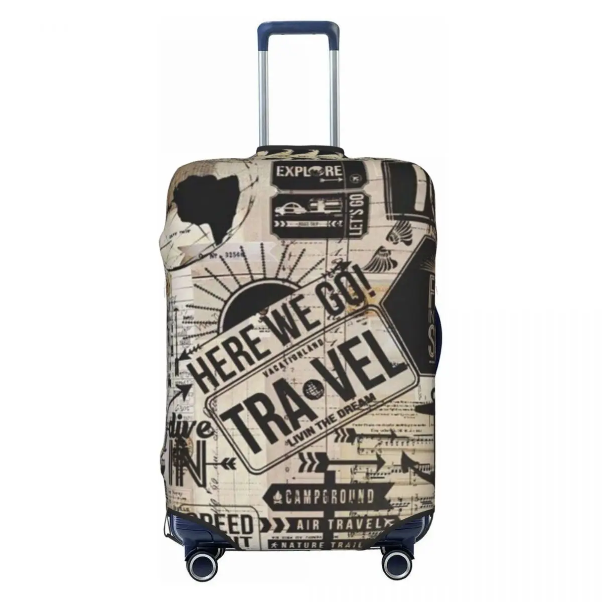 Travel City Doodle Suitcase Cover Vintage Elastic Cruise Trip Protector Luggage Accesories Vacation 2