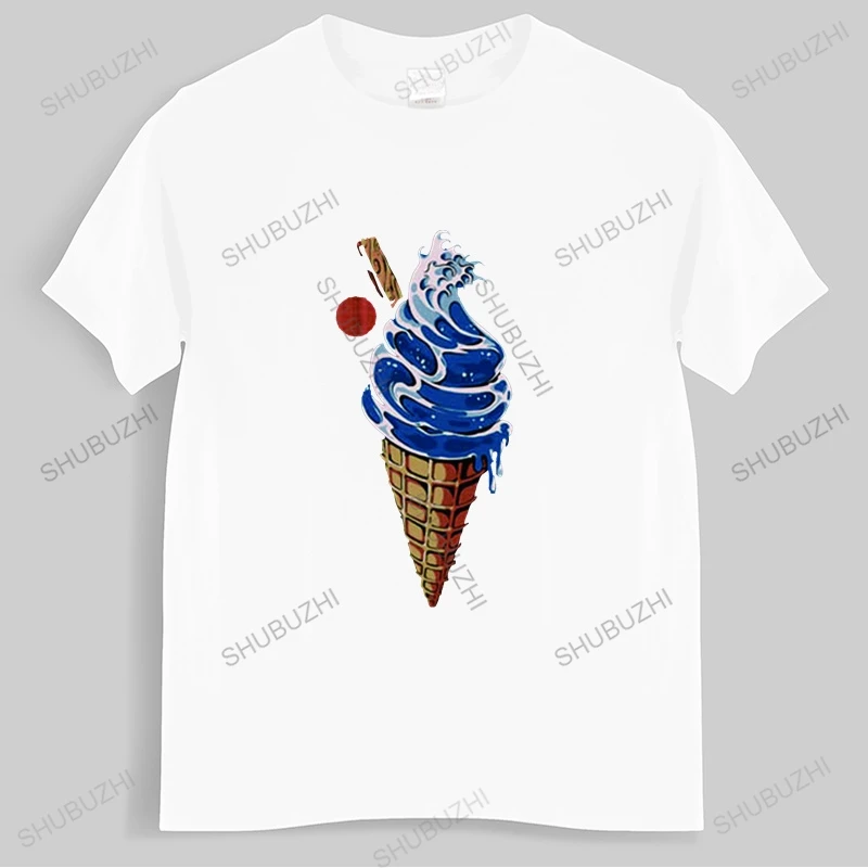 Great Ice Cream T-Shirt Cultura Giapponese Parody Great Wave Off Kanagawa Ice Cream Cone Mangiare Cibi Stampa Digitale Tees