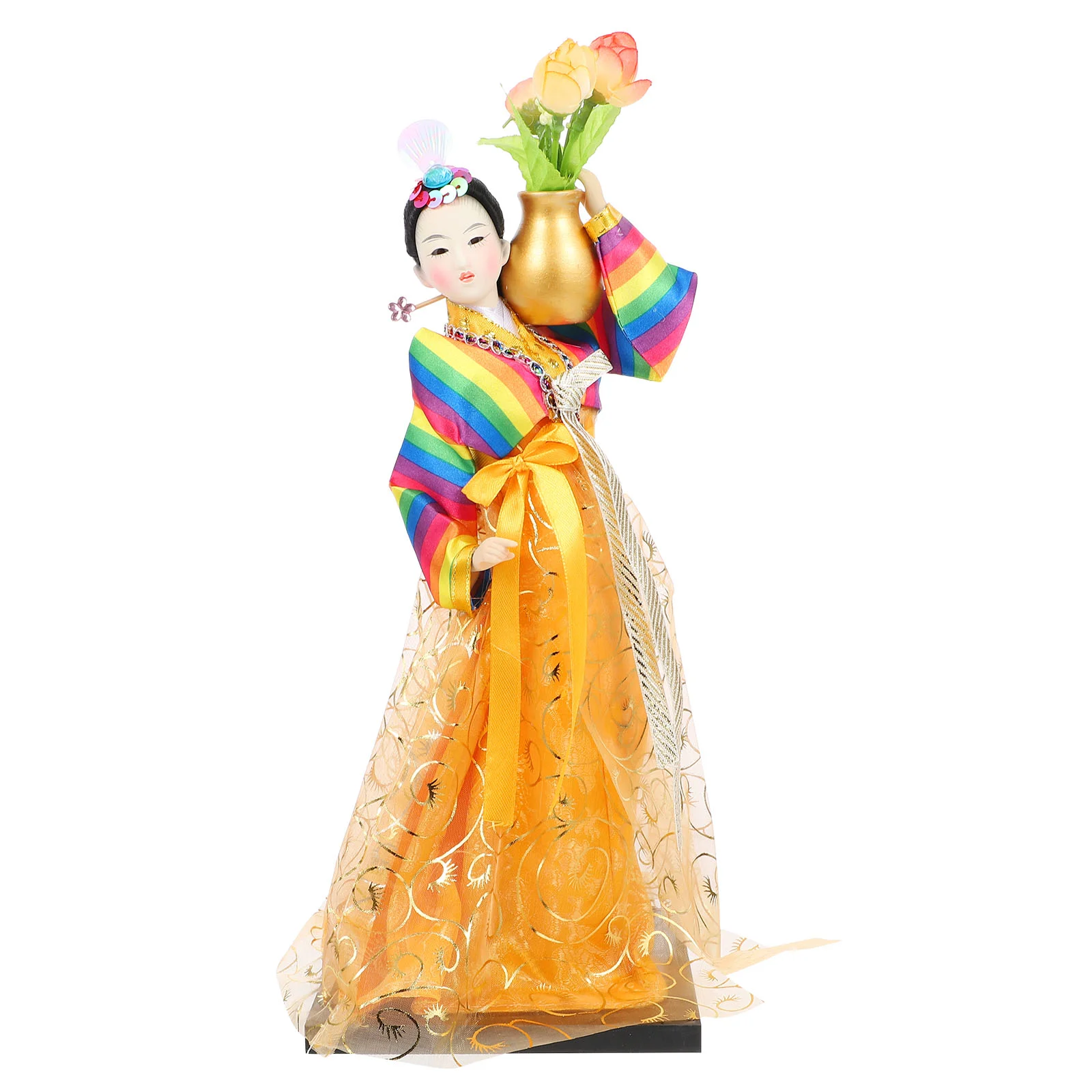 Handmade Korean Hanbok Figurine Japandi Decor Gift Vintage Crafts Girl