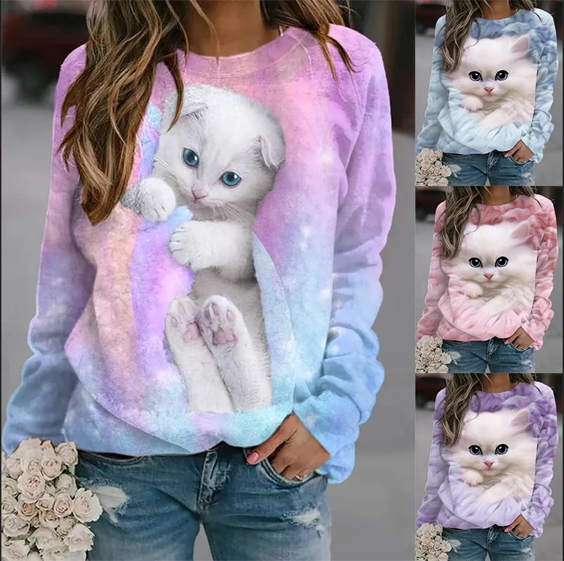 Nora | Women’s Whimsical Cat Print Relaxed Shirt main image 1