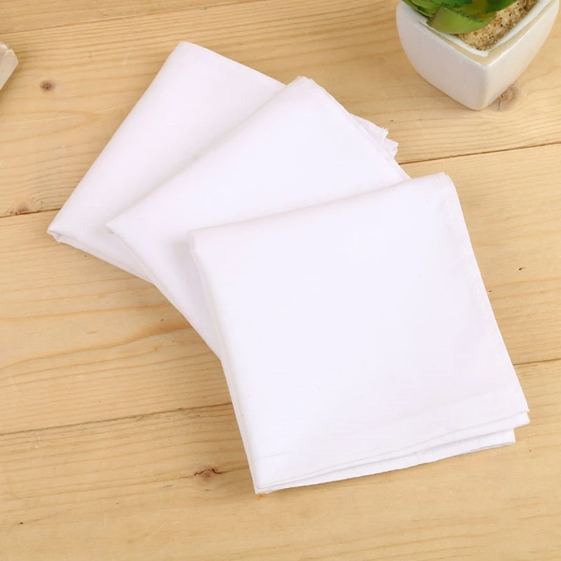 

Embroidery Tie-dye Square Useful Handkerchief for Woman Man Gentleman White Cotton Handkerchief Square Handkerchief
