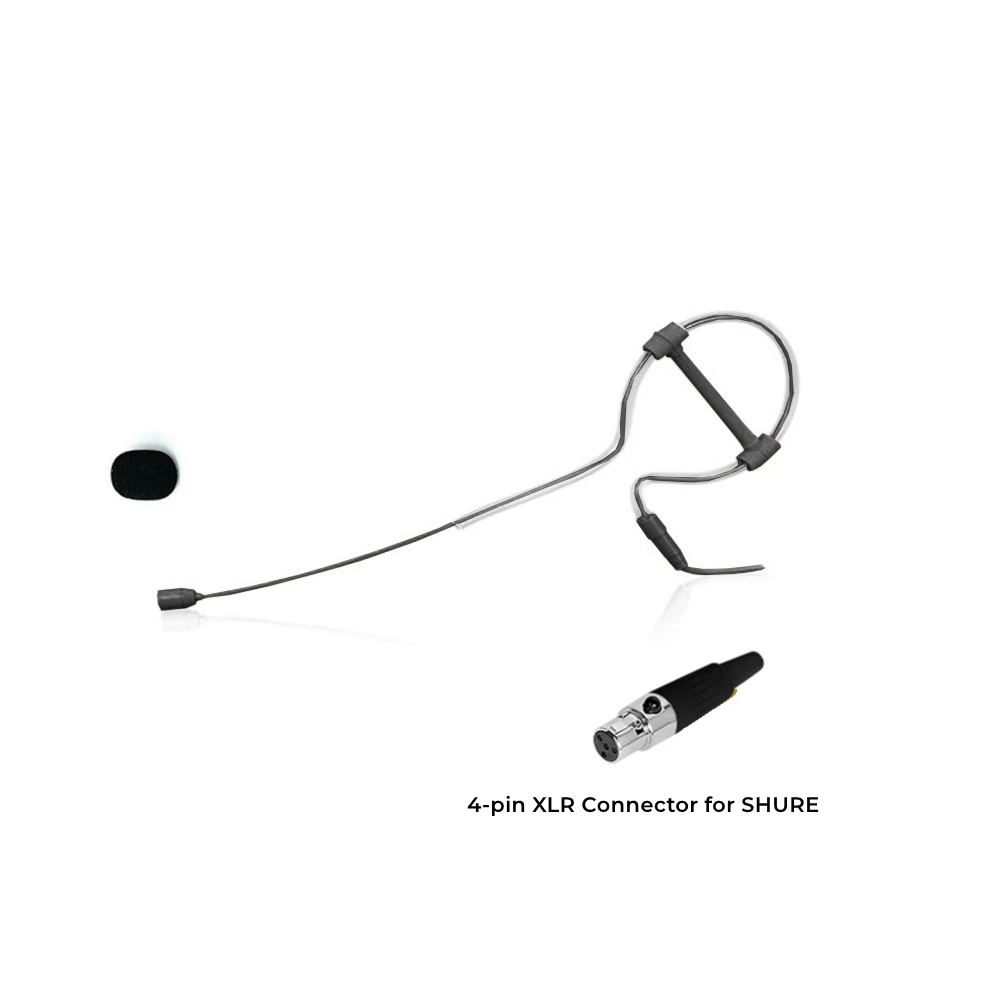 Headset Microphone Single Earhook Cardioid Mic XLR 4Pin Connector For Shure Wireless Black Mic With Microphone Cover gaming microphone