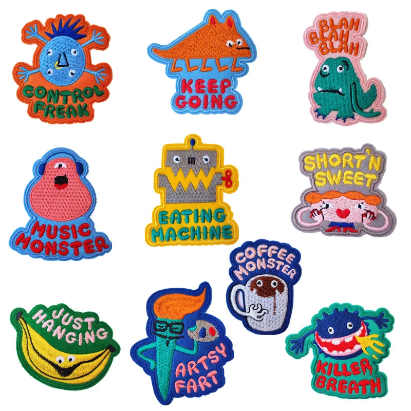 

Little Monster Carton Towel Chenille Patches Iron On Patch For Clothes Shoes Bags Applique Application For DIY Backpage Badge