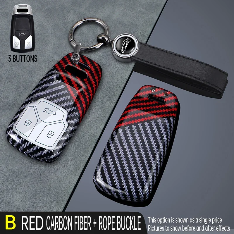 Carbon Fiber Car Key Cover Case Shell for Audi A1 A3 A4 A6 TT Allroad Q3 Q7 R8 S6 SQ5 RS4 B9 A5 8S 8W Q5 4M S4 S5 S7 TTS TFSI RS key case,key case cover,car key shell,remote control case cover