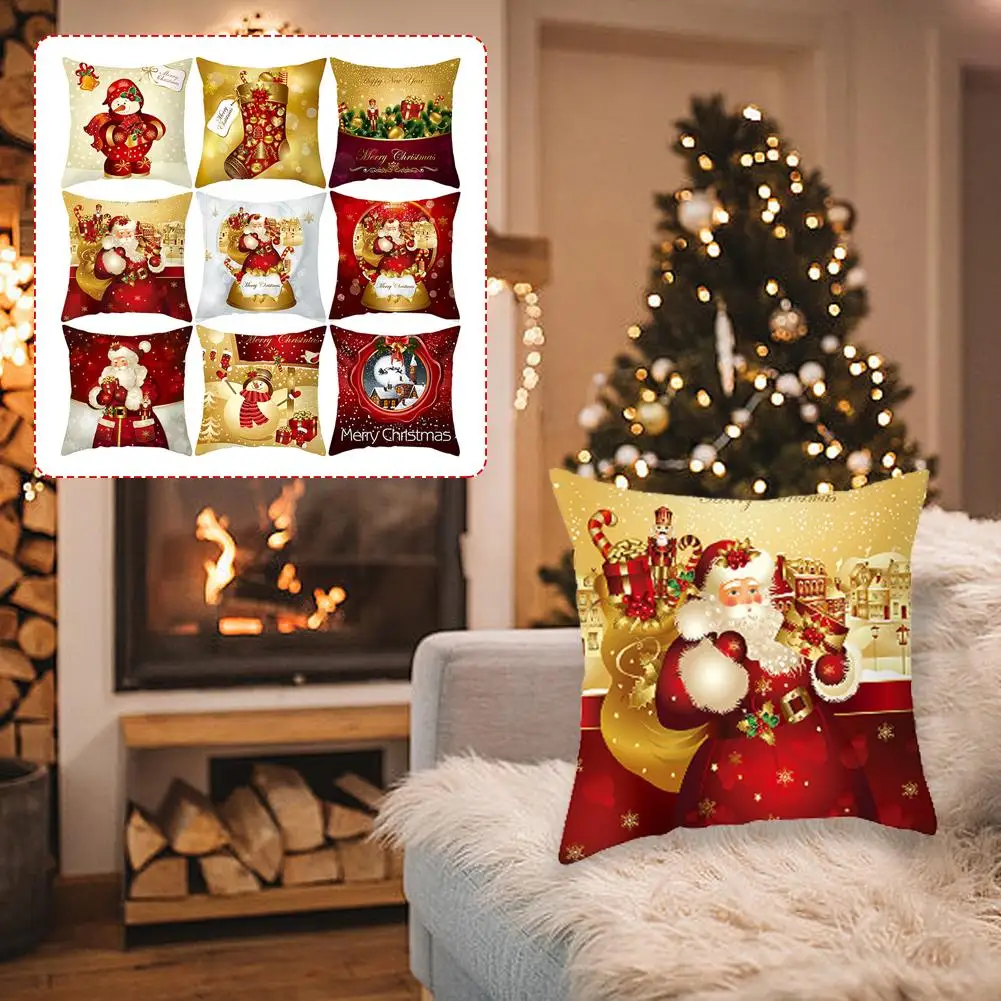 

Christmas Square Cushion Pillow Case 18x18 In (excluding Polyester Cover Easy Clean Fiber Soft Comfortable Durable Pillow C K0C7