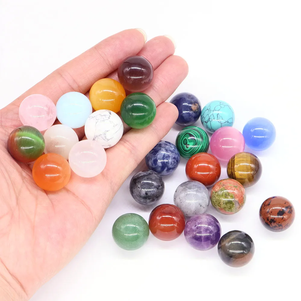 20mm Non-Porous Beads Natural Healing Crystal Stone Sphere Mini Gem Ball For DIY Bracelet Necklace Jewelry Accessories Wholesale