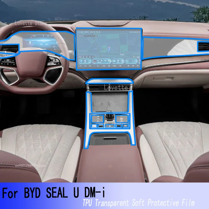 

For BYD SEAL U DM-i 2023-2024 TPU Car Interior Gear Dashboard Protective Film Transparent Anti-scratch Accessories