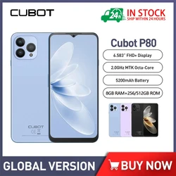 Global Version Cubot P80 Smartphone 4G Android 13 8GB RAM+512GB ROM 6.583 Inch FHD+ Octa-Core Mobile Phone 48MP+24MP 5200mAh NFC