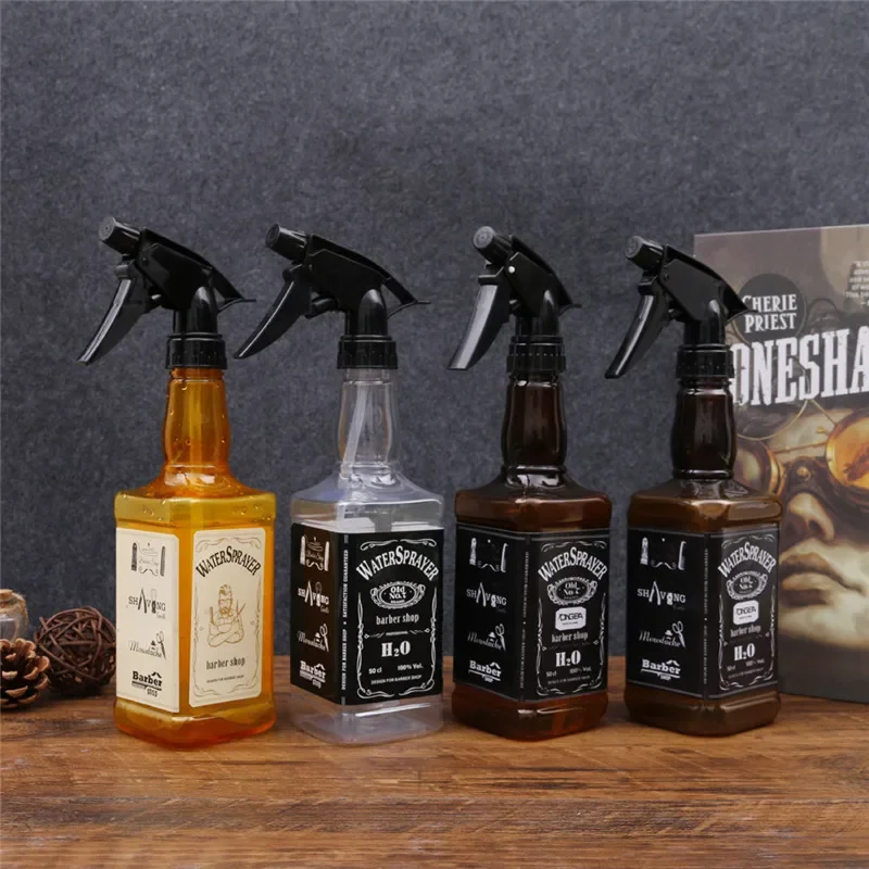 Hairdressing Spray Bottle 400ML 600ML Salon Barber Hair Tools Water Sprayer Retro Whiskey Oil Head Watering Can