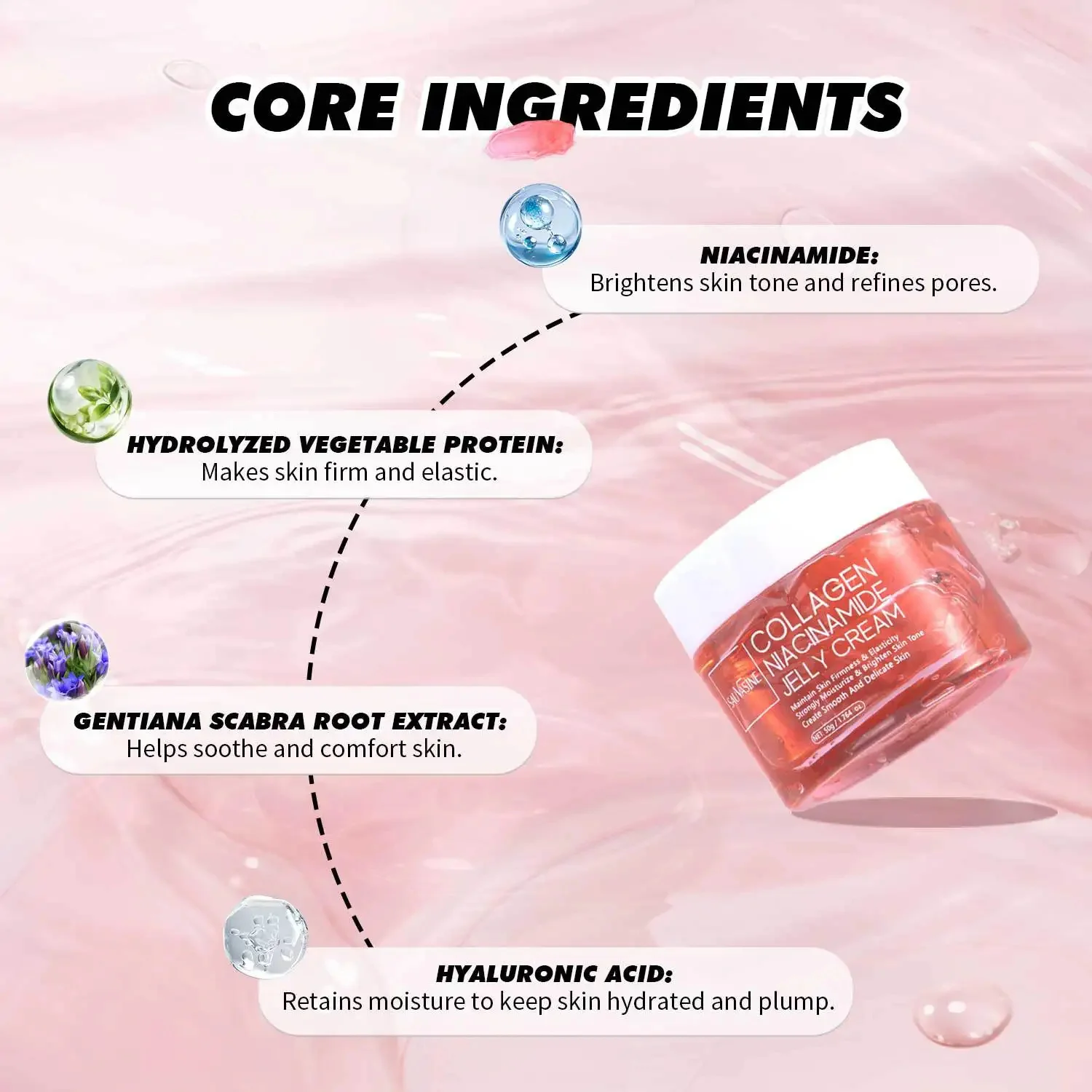 Collagen Niacinamide Jelly Cream - Deep Moisturizing  Brightening Face Gel