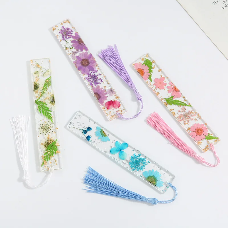Creative Floral Painting Bookmark Epoxy Dried Flower Tassel for Mother's Day Teachers Day Gift