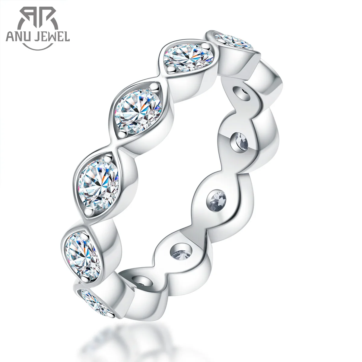 Anujewel-女性用ダイヤモンド付き結婚指輪,3.5mm,vs1,dカラー 