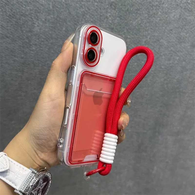 Dual-Color Soft Clear Case with Card Holder and Wrist Strap