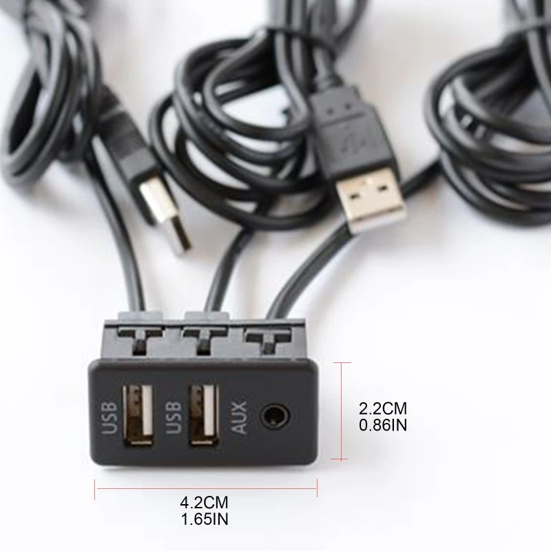 

Universal Car Dash Flush Mount USB Port Panel Auto Boat 3.5mm AUX Extension Cable Adapter for Truck Motorbike Waterproof