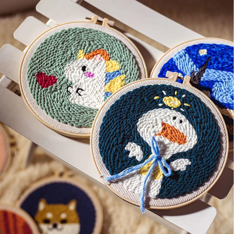 Kit Ricamo Punch Needle Per Principianti | Motivo Foglie | Con Ago, Filati E Istruzioni