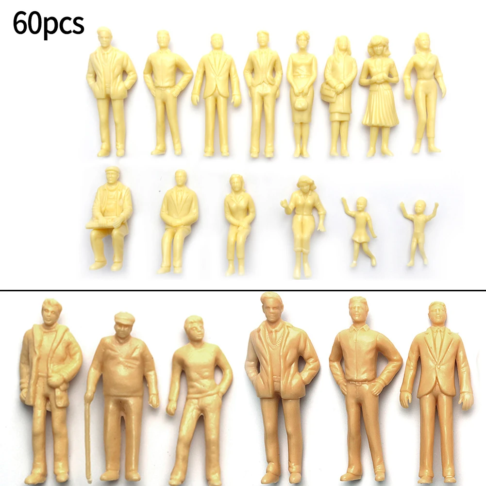 

60pcs/lot 1:87 Scale Model Miniature Figures Standing Architectural Models Human Scale Model ABS Plastic Peoples Kids Toy