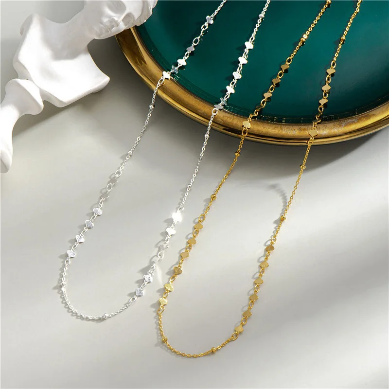 925 Sterling Silver Peach Heart Choker Necklace Short Clavicle Chain For Women Fine Jewelry Birthday Wedding Party Gift
