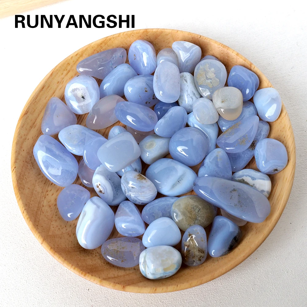 50G/bag Natural Healing Tumble Blue chalcedony Gravel Stone Reiki Crystals for Yoga Energy Beginners Craft Home Decor Decorative Stones,Tumbled Stones,Healing Stones