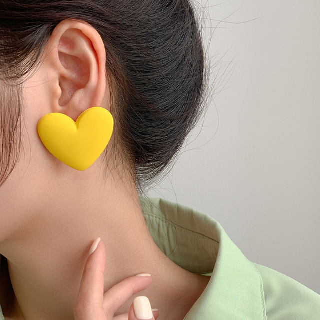 Pop Candy Color Acrylic Love  Earrings Simple Geometric Heart Earrings All-match Fashion Party Color Jewelry Earrings