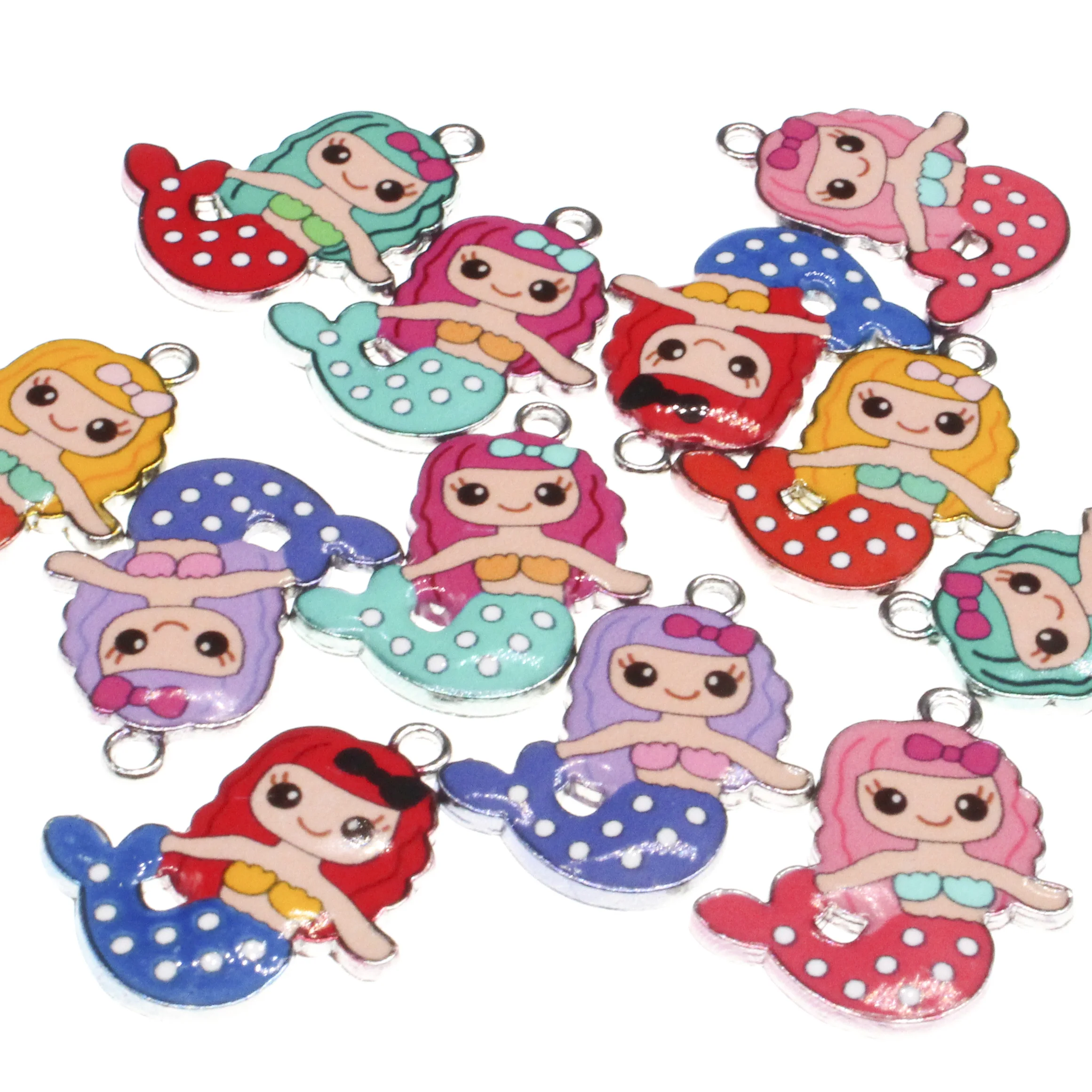 10pcslotEnamelMermaidCharmsForJewelryMakingCuteCharmsPendant