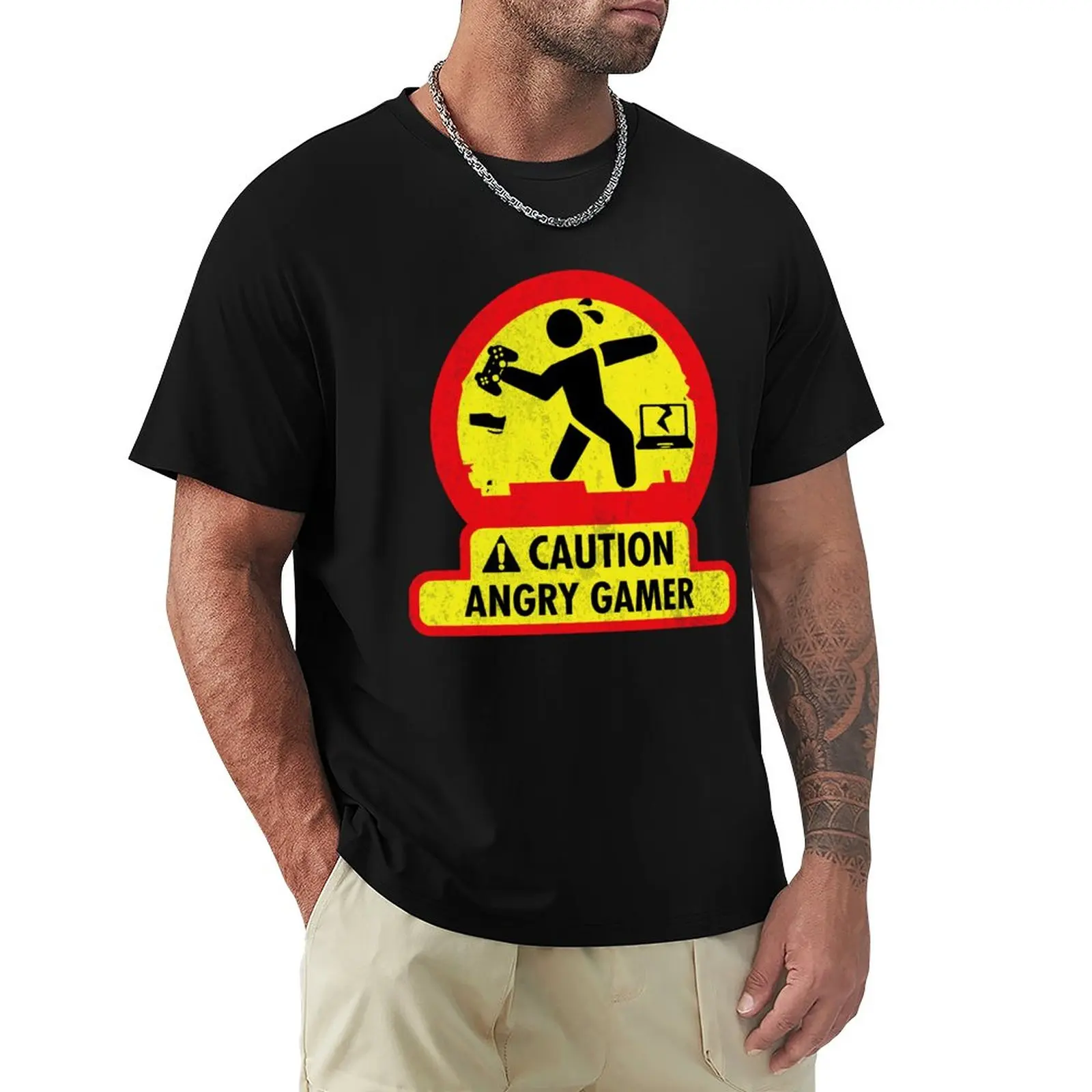 

Caution Angry Gamer - Gaming t shirt T-Shirt oversized Aesthetic clothing oversized t shirt men