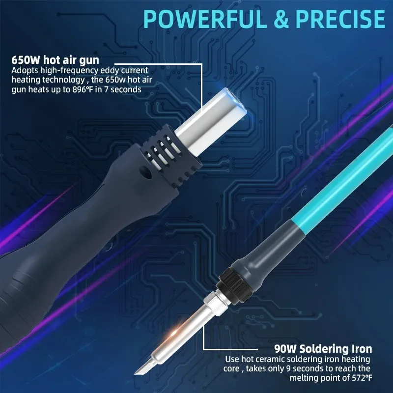 Bakon BK881 Soldering and Rework Hot Air Station 2 in 1 Tools Kit 560W Blower Air Gun 90W Soldering Station Repair Tools