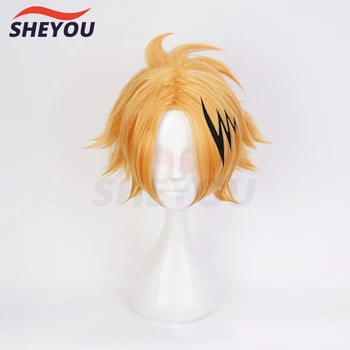 Parrucca cosplay Anime Kaminari Denki Boku no Hero Academia Parrucche cosplay sintetiche per capelli resistenti al calore + cappuccio per parrucca