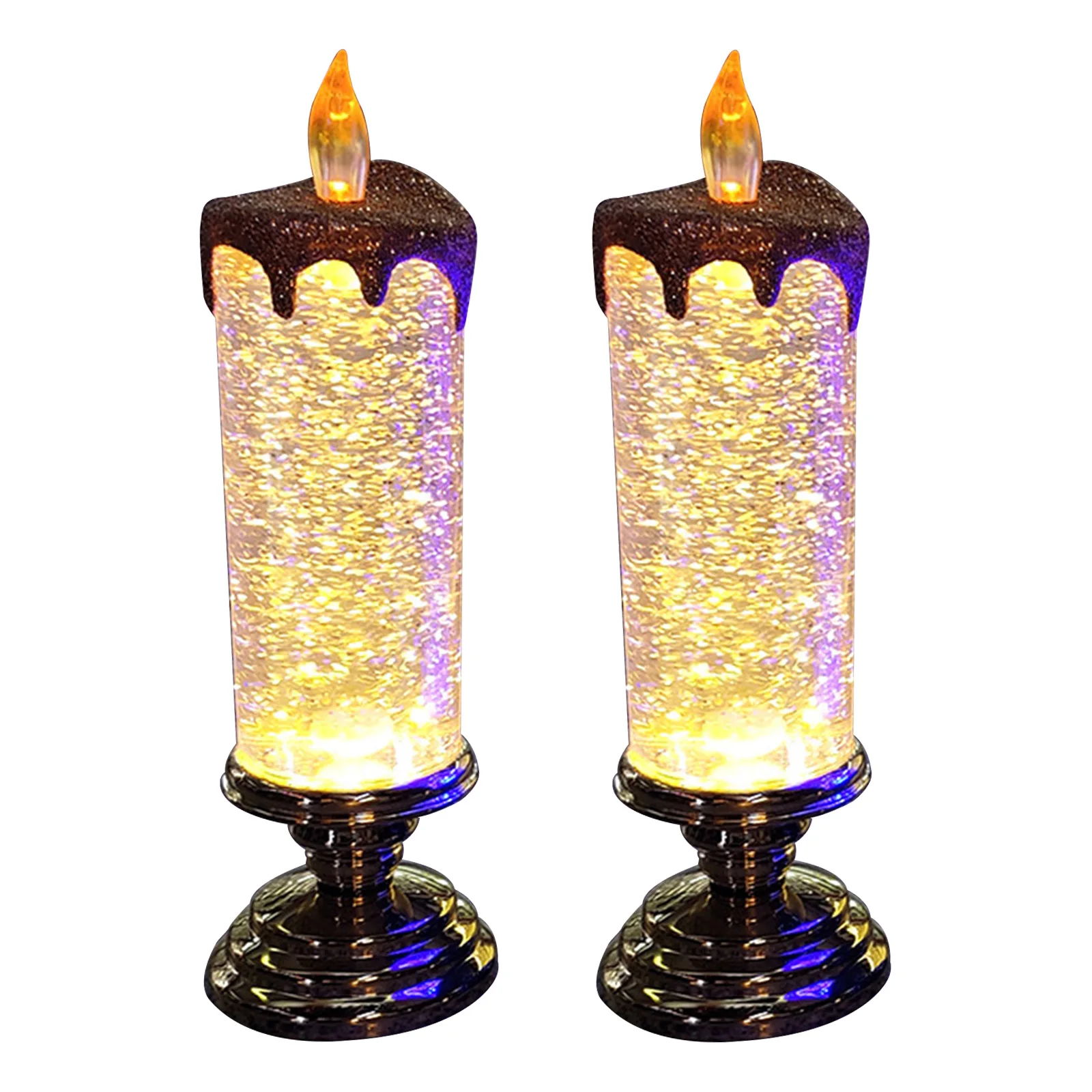 LED Water Candle with Glitter USB Rechargeable Color Changing Waterproof Swirling Glitter Flameless Candles for Xmas Party Home Decoration, Red