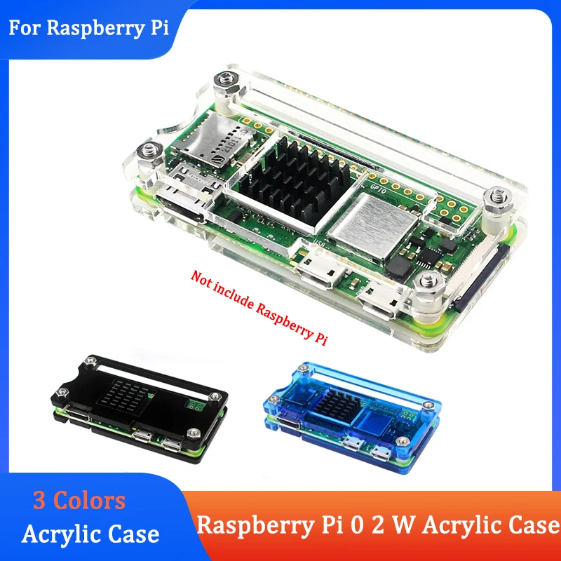 

Raspberry Pi Zero 2 Вт акриловая зеркальная Прозрачная Черная синяя прозрачная оболочка дополнительно алюминиевый радиатор для Raspberry Pi Zero 2 Вт